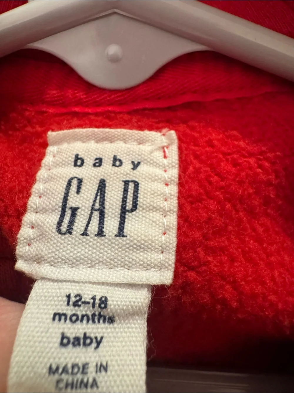 Baby Gap Infant Boys Red Animal Ear Hooded Sip Up Footless Jumpsuit